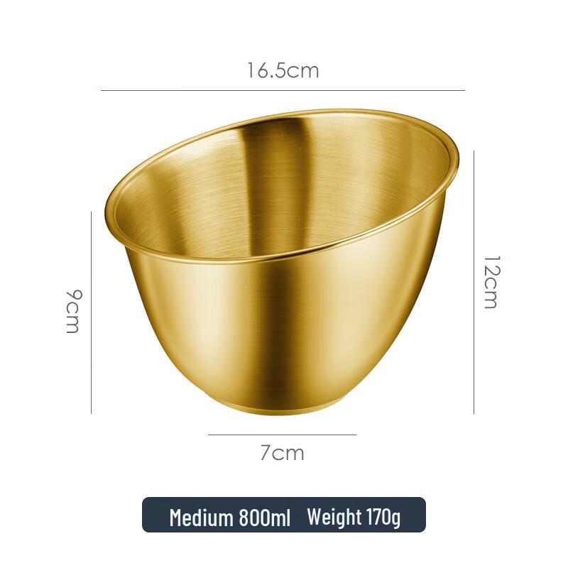Gold Stainless Steel Slanted Salad Bowl