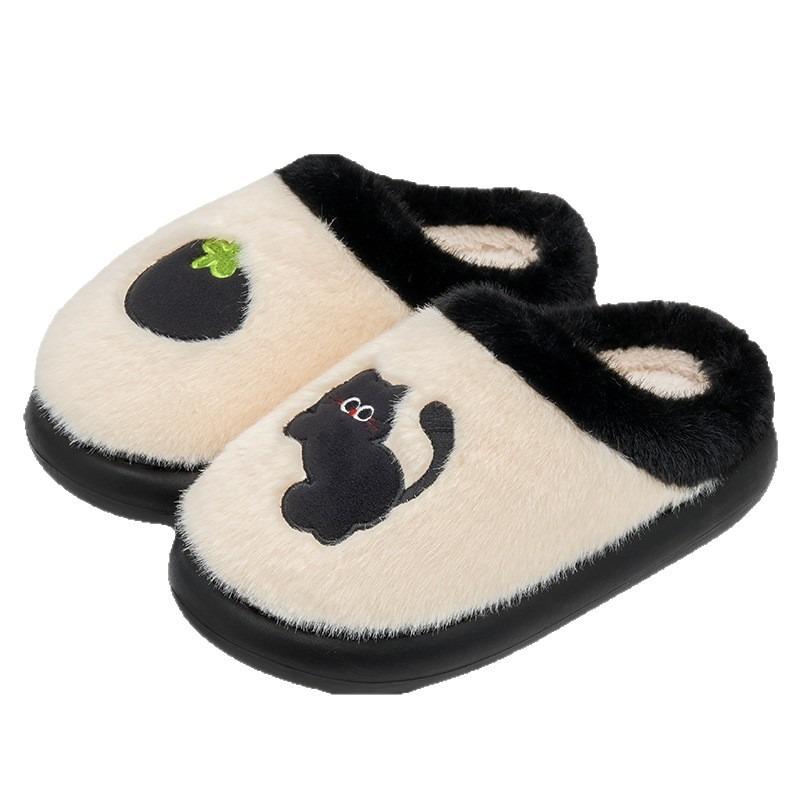 Cotton slippers women's winter indoor warm cute plush antibacterial slippers household autumn and winter
