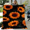 1pc Sunflower Printing Lightweight Flannel Blanket, Comfortable and Warm Blanket, for Camping Sofa Bed and Couch Office, In All Seasons