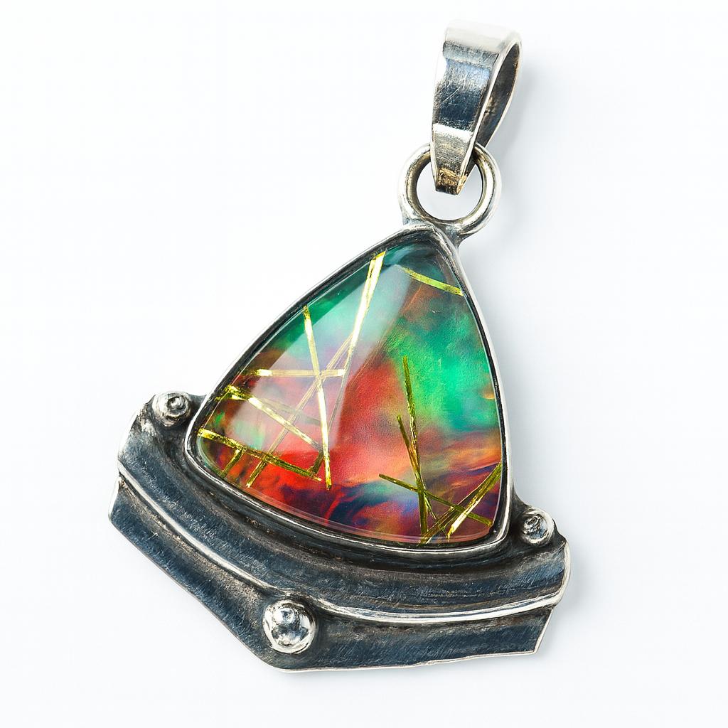 

Stunning 38 Ct Trillion Cut Natural CERTIFIED 925 Sterling Silver Stone Pendant 37.2 mm approx різнокольоровий