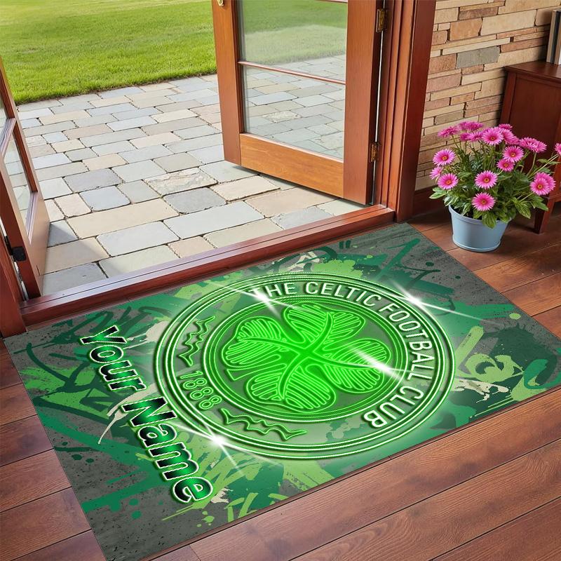 Crystal Velvet Rug Custom Name Text, Soft Non Slip Floor Mat Home DecorCeltic FC