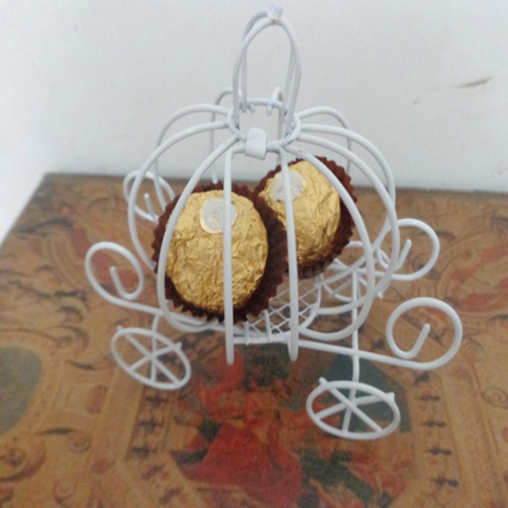 4 Stück Pralinenschachtel Klassische Weiße Eisen Hochzeitsgeschenkschachteln für Party Einfach zu montieren Kürbiswagen Form Halter