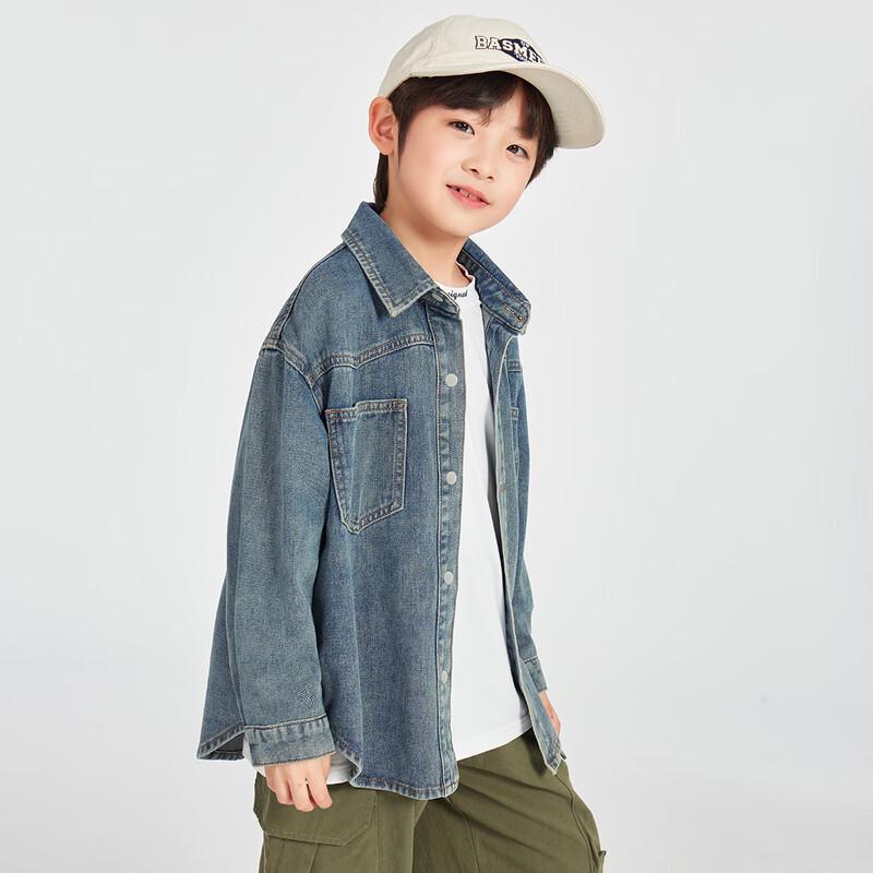 Boys  Retro Washed Denim Jacket for Spring/Autumn 110