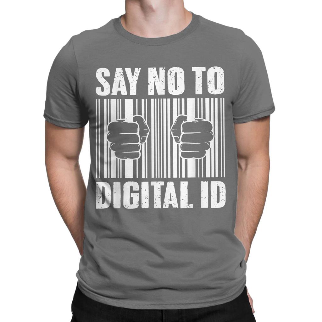 Say No To Digital Id British Men's T Shirts BritCard Protest Privacy Funny Tees Short Sleeve T-Shirt 100% Cotton Adult Clothing
