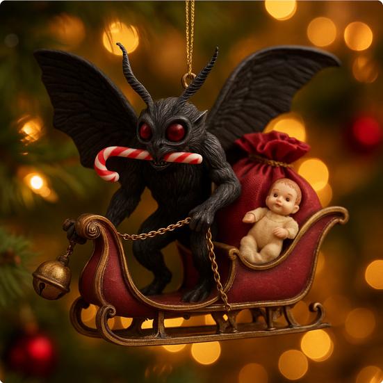 Dark Christmas Ornament 2D Acrylic Headless Santa/Devil Christmas Tree Ornament for Indoor Outdoor Home Party Decor
