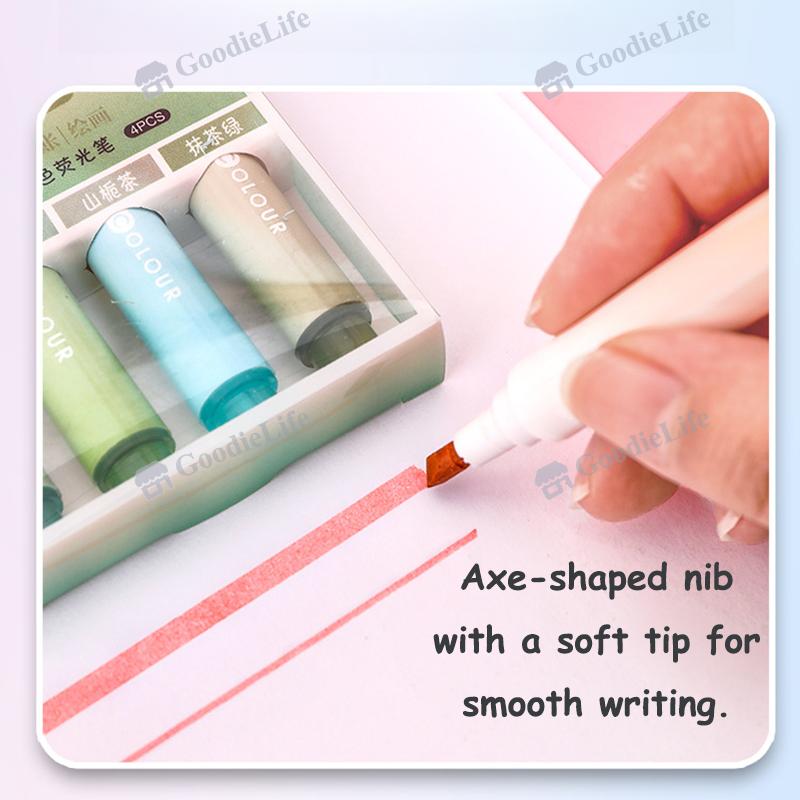 Morandi Pastel Highlighter Set Student Color Markers Large Capacity Eye Protection Fluorescent Pens