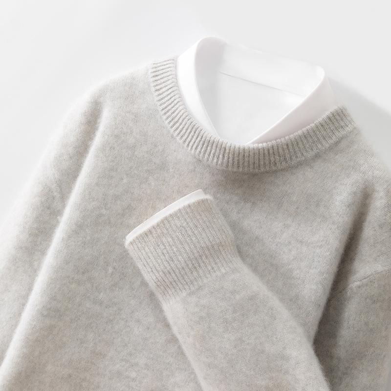 Mens Seven-pin Thick Round Neck Sweater for Womens Autumn and Winter Latest Skin-friendly and Warm Sweater Simple and Versatile Base Top