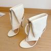 Liyke New Style Clip-On Open Toe Ankle Boots Women Sandals Fashion Tassel Zip Designer High Heels Booties Female Party Prom Shoe