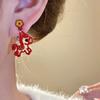 Modeschmuck Rote Pony Ohrringe Chinesischer Stil Pferde Maskottchen Hängeohrringe Party