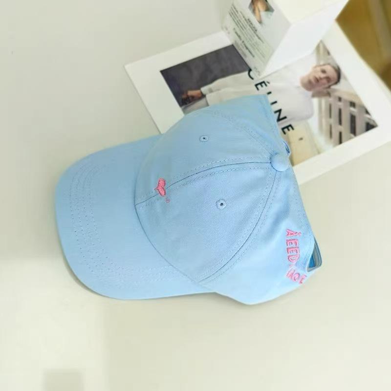 New High Ponytail Empty Top Hat Korean Sun Hat Love Embroidery Cap Female Sweet Face Hat