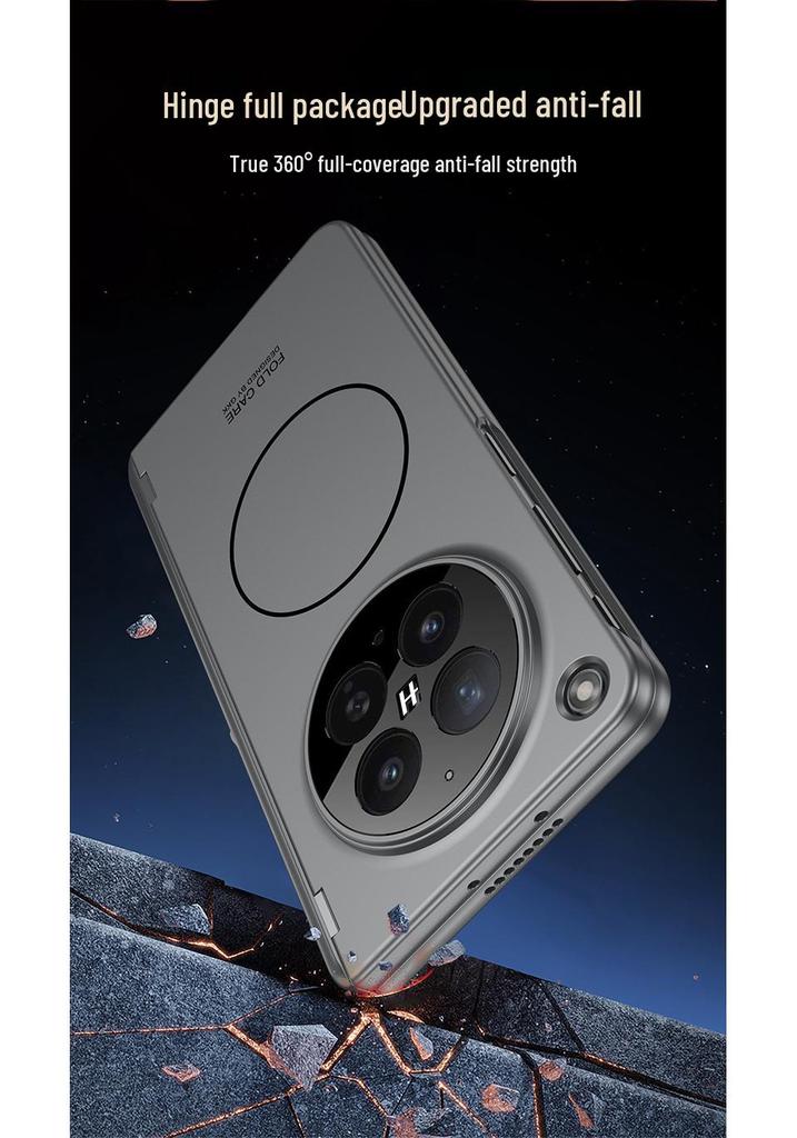 Oppo Find N6 Phone Case: Foldable Screen, Inner Magnetic Ring, Full Coverage, Magnetic Hinge, Hard Shell, Side Protection, with Bracket.