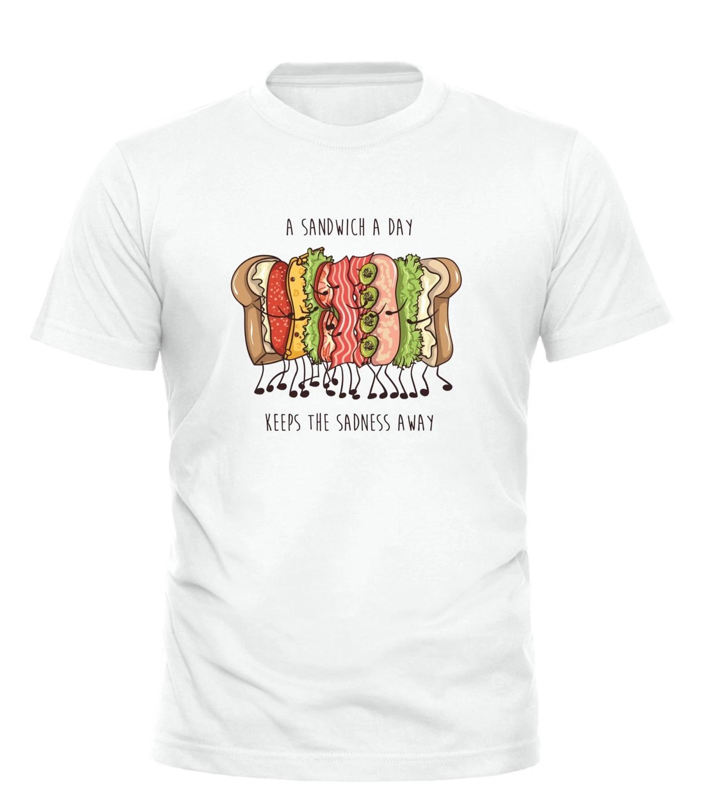 

Funny Sandwich T-Shirt Food Lover Tee Keeps Sadness Away Gift UK unisex S
