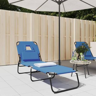 Vidaxl Folding Sun Lounger, Blue, Oxford Fabric And Steel