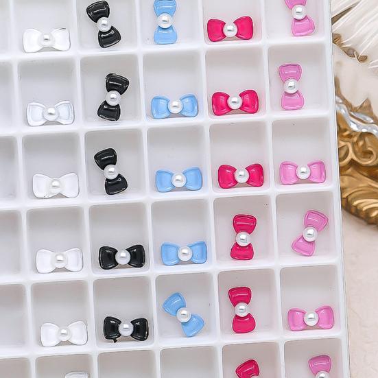 

Yousheng 10 шт. 3D-подвески для ногтей Macaron Faux Pearl Bowknot Очаровательные красочные аксессуары для дизайна ногтей Женские аксессуары синий