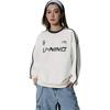 LiNing Bequemes Einfaches Vielseitiges Rundhals-Fleece Lockeres Lässiges Warmes Sweatshirt Unisex Sweatshirt Off-White AWDVC87-1