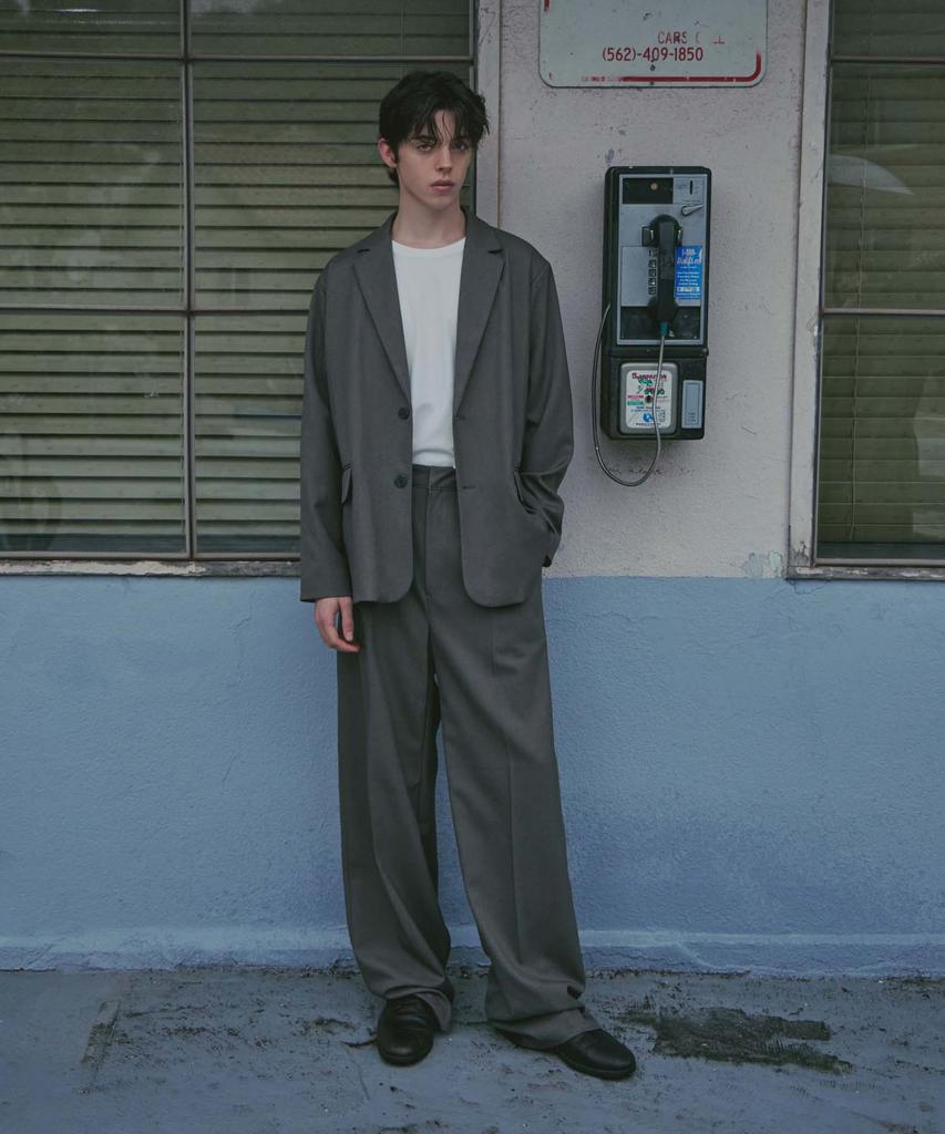 Ladeuedisyeon Wool Blended Wide Slacks_Khaki Gray