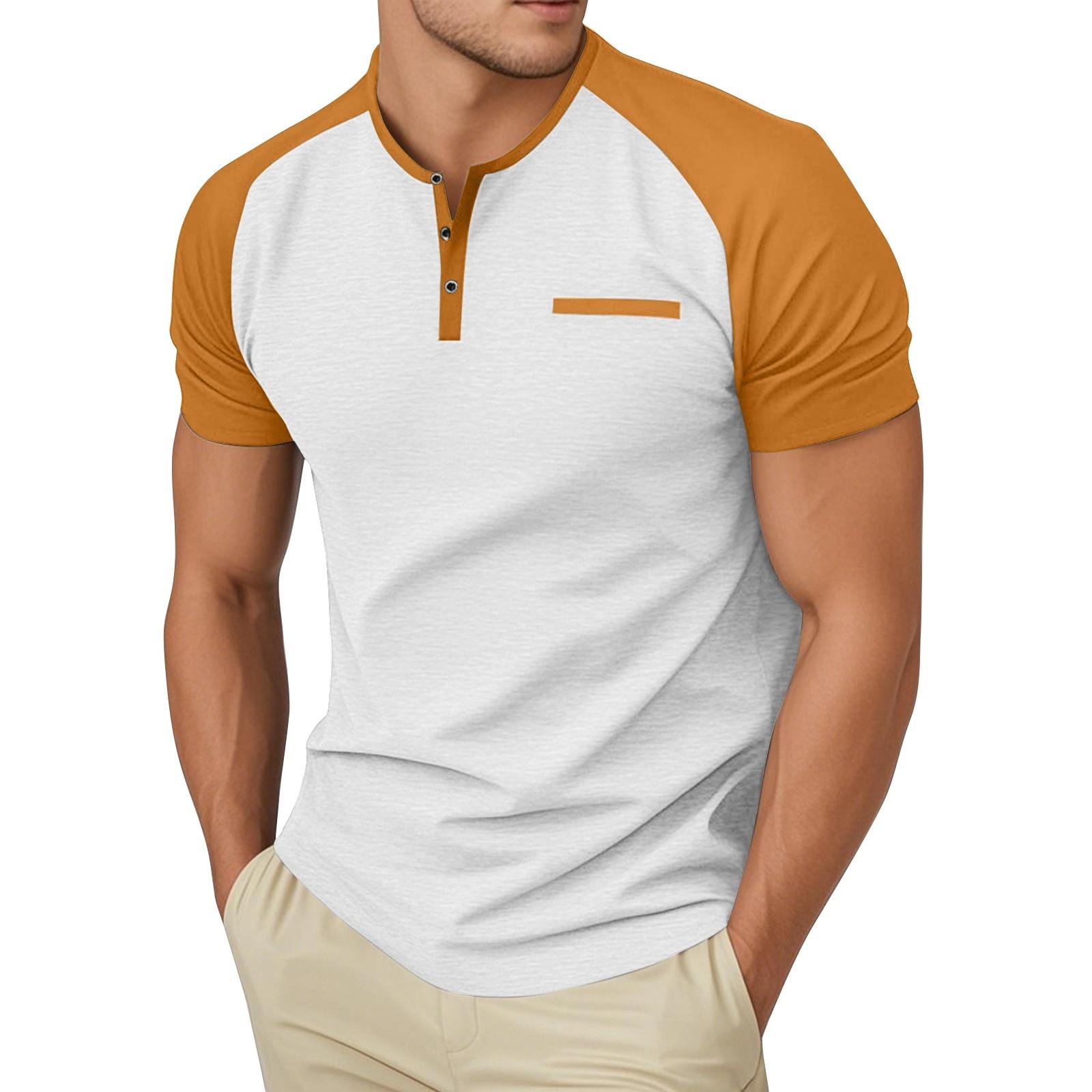 

Мужские летние цветные ретро-топы с коротким рукавом, мужские повседневные модные топы S оранжевый