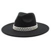 Hepburn Woolen Jazz Top Hat For Men And Women Casual 9.5Cm Big Edge Jazz Hat Felt Hat