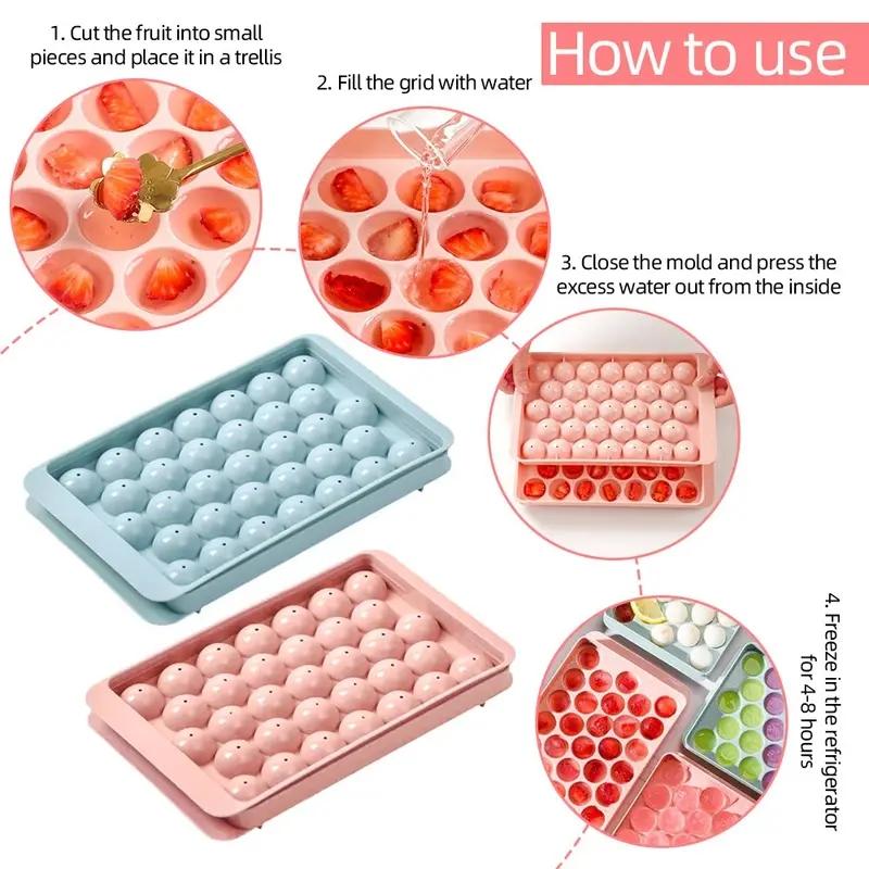 33 Grid Hockey Shape PP Ice Ball Mold, Whiskey Ice Cube Tray Box, Popsicle Lollipop Maker DIY Frozen Kitchen Gadgets Gifts