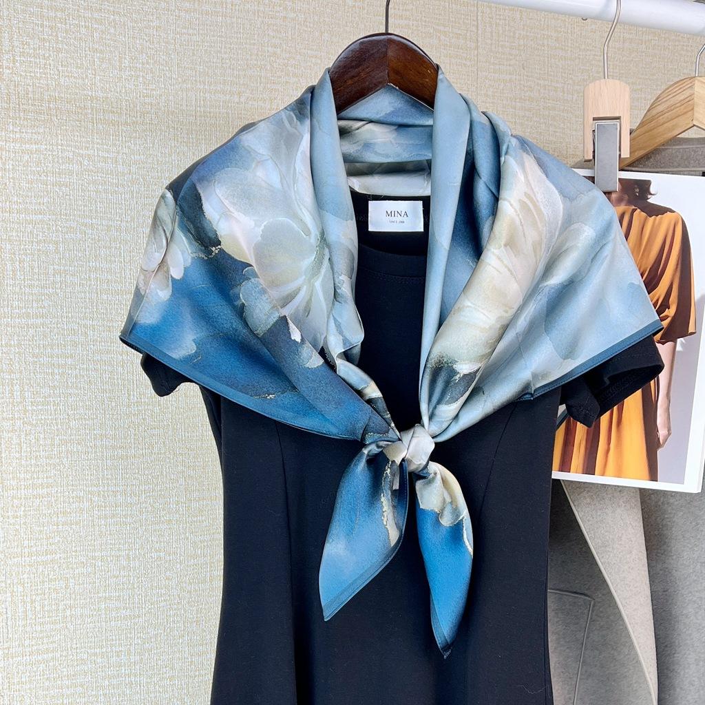Guofeng Mulberry Silk Scarf, Female Spring And Autumn Gift Shawl For Middle-Aged And Elderly, Thin Silk Travel Scarf