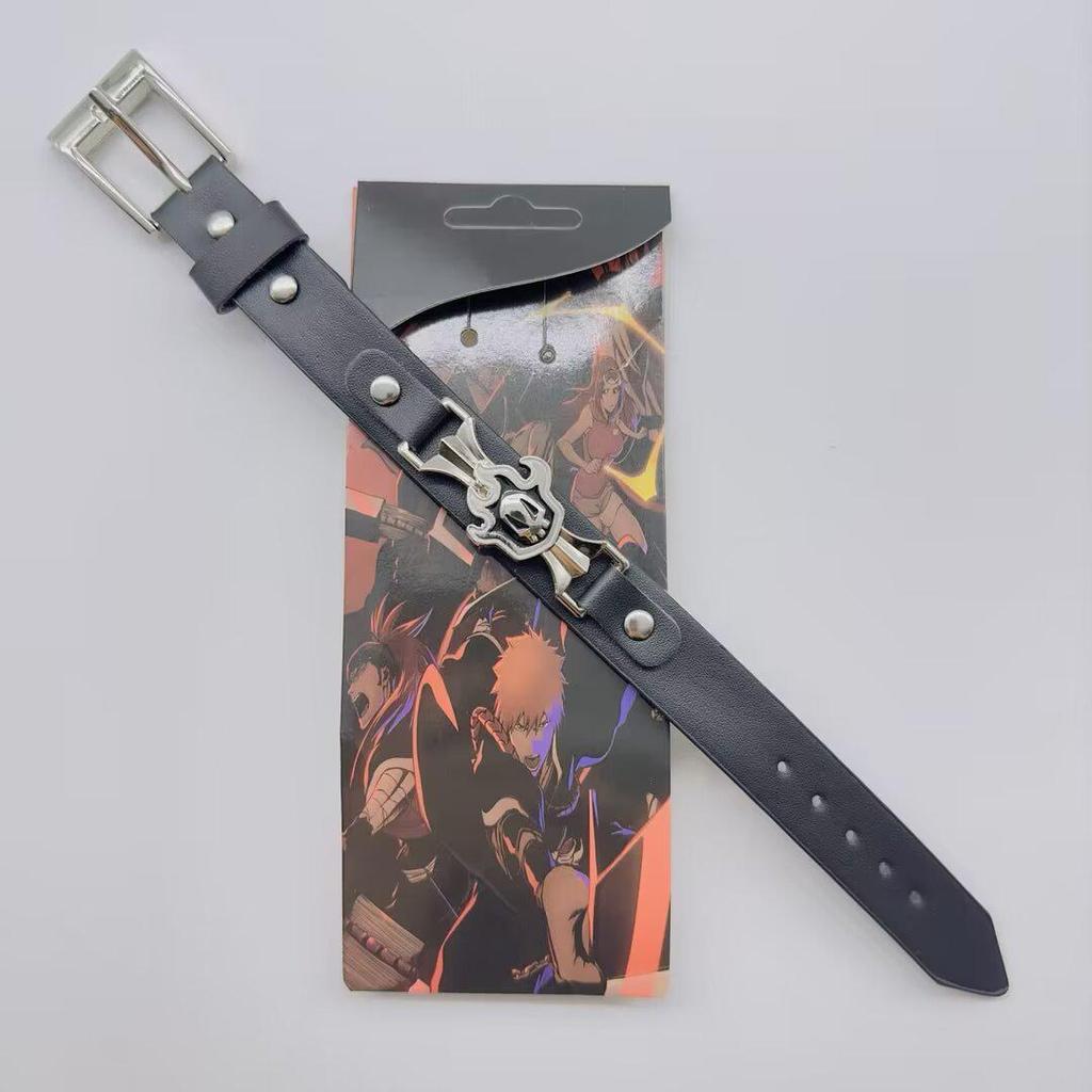 Anime Mix Faux Leather Bracelet: Attack on Titan, Naruto, Jujutsu Kaisen, Demon Slayer, Fairy Tail, Death Note.