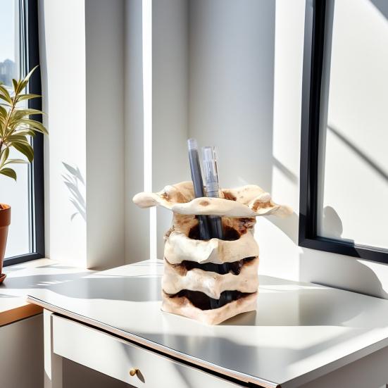 Simulated Spine Pen Holder Vertebral Column Resin Stationery Pencil Stand Organizer Container Home Office Desktop Decoration Ornament