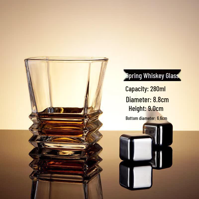 ZISIZ Retro Carved Crystal Glass Whiskey & Cocktail Glass Set