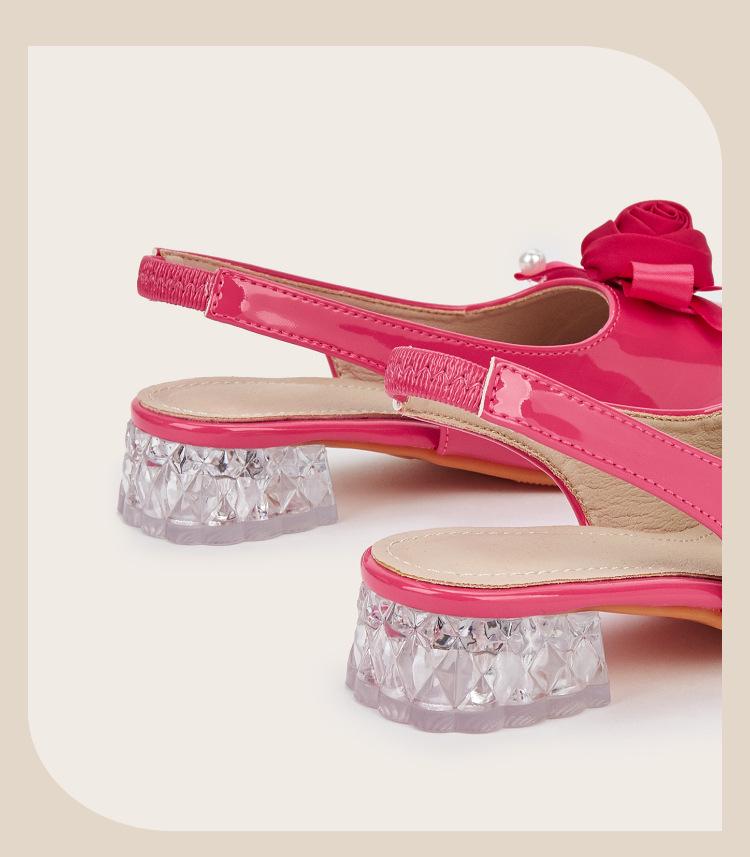 2025 Winter Bow Flower Crystal Chunky Heel Princess High Heels for Girls
