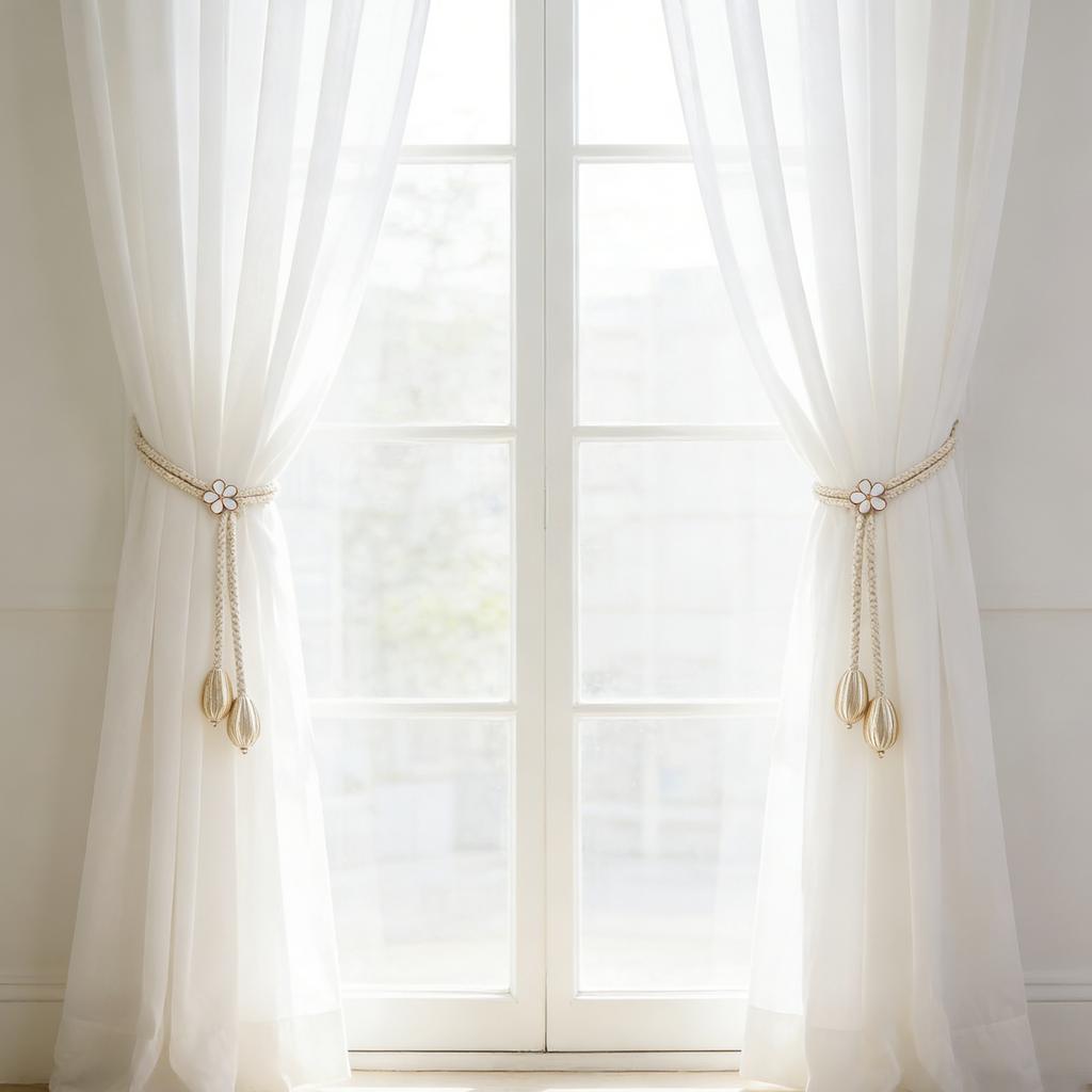4Pcs Curtain Tieback Flower Window Curtain Bind Holdback Buckles Rope Drapery Holders Decorative Curtain Holdbacks
