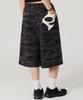 PEACE MAKER Pce Applique Deep Tuck Bermuda Sweat Shorts (Black)