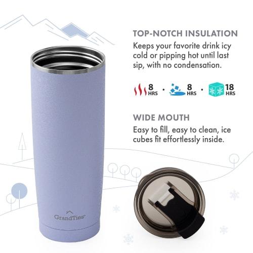 GRANDTIES Premium Drinkware Vacuum Insulated Tumbler, 590ml, Car Cup Holder Compatible & Easy Open/Close Spout (Sanctuary Noi)