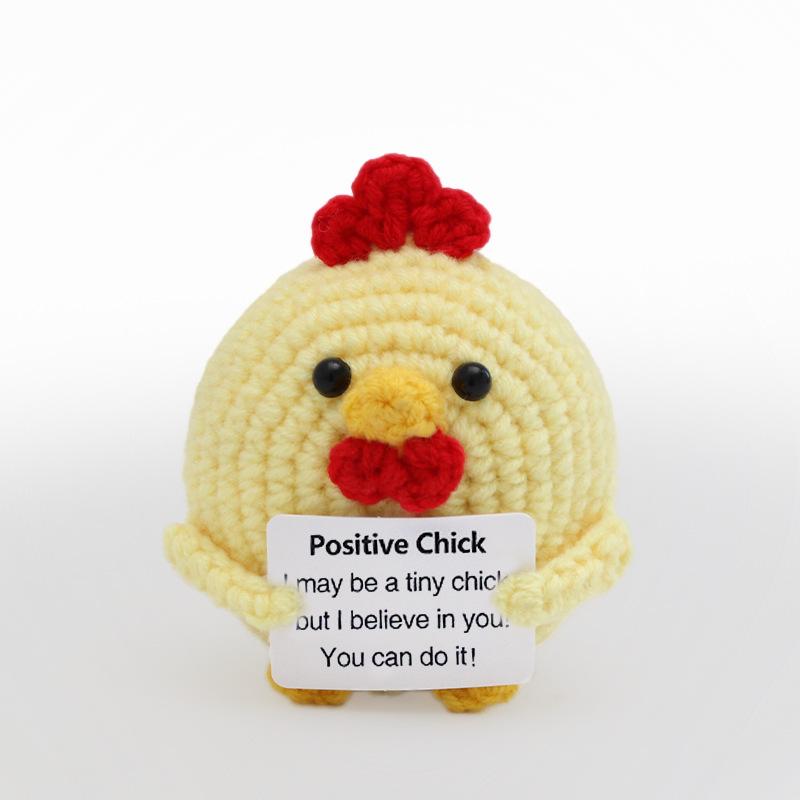 Funny Crochet Pig Doll Ornament Home Room Decoration Handmade Knitted Positive Energy Pig Doll With Card Christmas Party Gifts