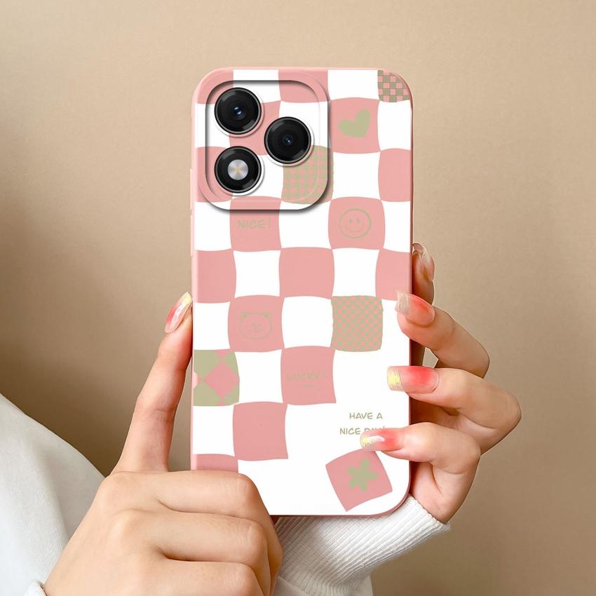 

Чехол для телефона Huawei Honor 400 Lite X9c X6b X7c X60 X5b X8 X8c с рисунком в виде цветка сливы и клетчатым узором, мягкий силиконовый противоударный чехол для Huawei Covers Honor X9c 5G