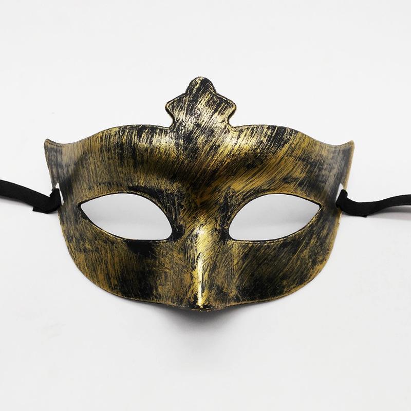 Halloween Horror Ball Party Mask Retro Jazz Flat Head Antique Half Face Bar Cosplay Decoration Props Men and Women Gold Silver