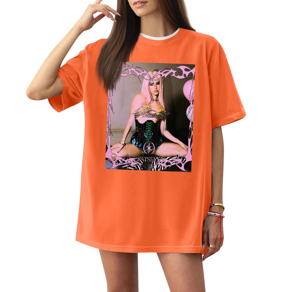 Women's Casual Printed T-Shirt Round Neck Pullover Short Sleeve Top