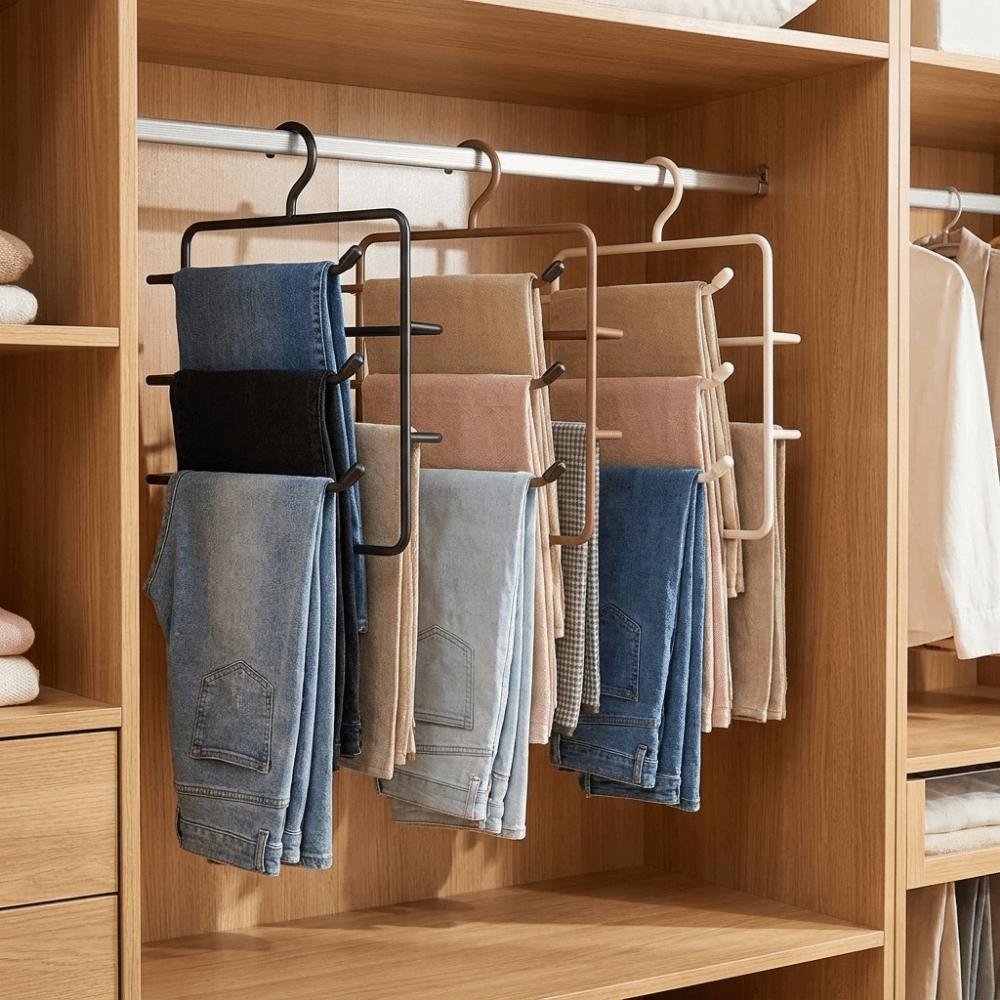Iron Multi-Layer Trouser Racks Hanging Scarf Tie Rack Multi-functional Pants Hangers  for Home