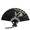 Ventilator pliabil în stil chinezesc, evantai de cârpă de dans clasic, din plastic, de epocă, cu imprimare cu dragon, evantai de mână, recuzită foto, cosplay