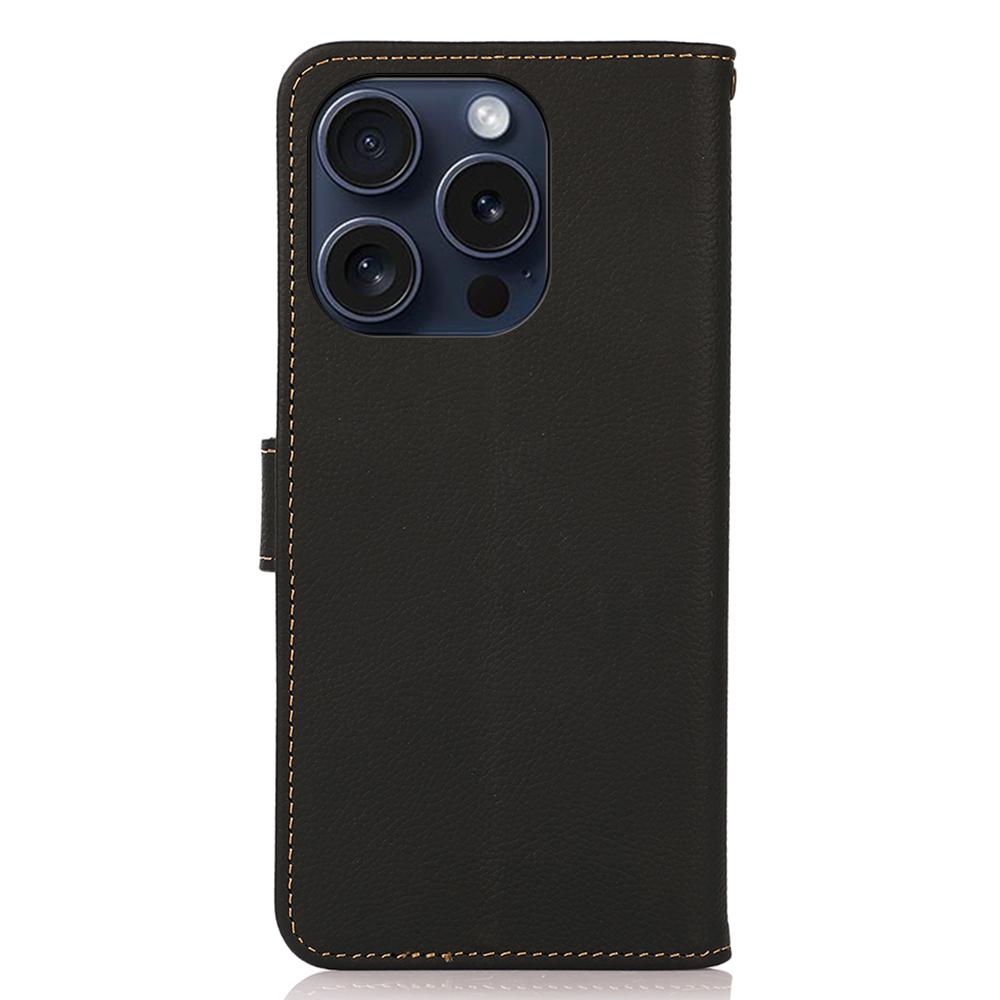 KHAZNEH Pro iPhone 16 Pro Max Peněženkové pouzdro Blokování RFID Pravá hovězí kůže Kryt na telefon