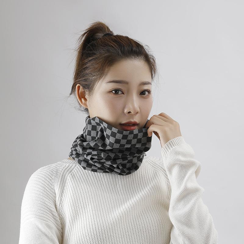 Women's Knitted Plaid Multifunctional Neck Gaiter Earloop Scarf Headband 3 in 1 Autumn Winter Warm Accessory Versatile Headwrap