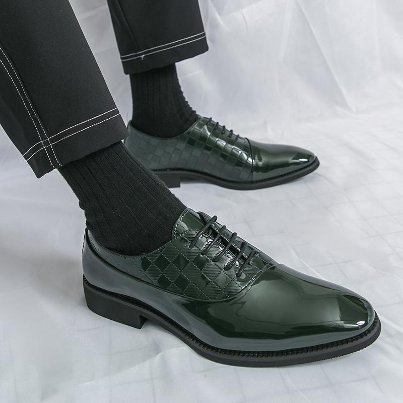 Fashion High Grade Patent Leather Shoes Formal Office Oxfords Elegant Wedding Footwear Business Lace Up Platform Comfortable Men Shoes