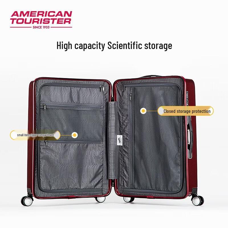 American Tourister 20-inch Wine Red Mirror Finish Carry-on Luggage