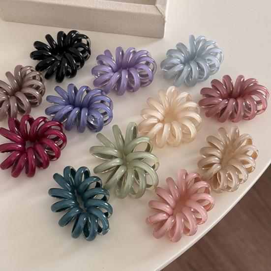 2Pcs Spiral Loop Hair Tie Fluffy Ball Head Hair Rope Pure Color Strong Phone Cord No Breakage Hair Accessories