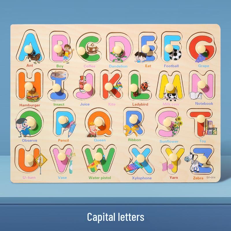 Wooden Alphanumeric Puzzle Board for Kids – Educational, Cognitive Matching & Hand Grab Toy
