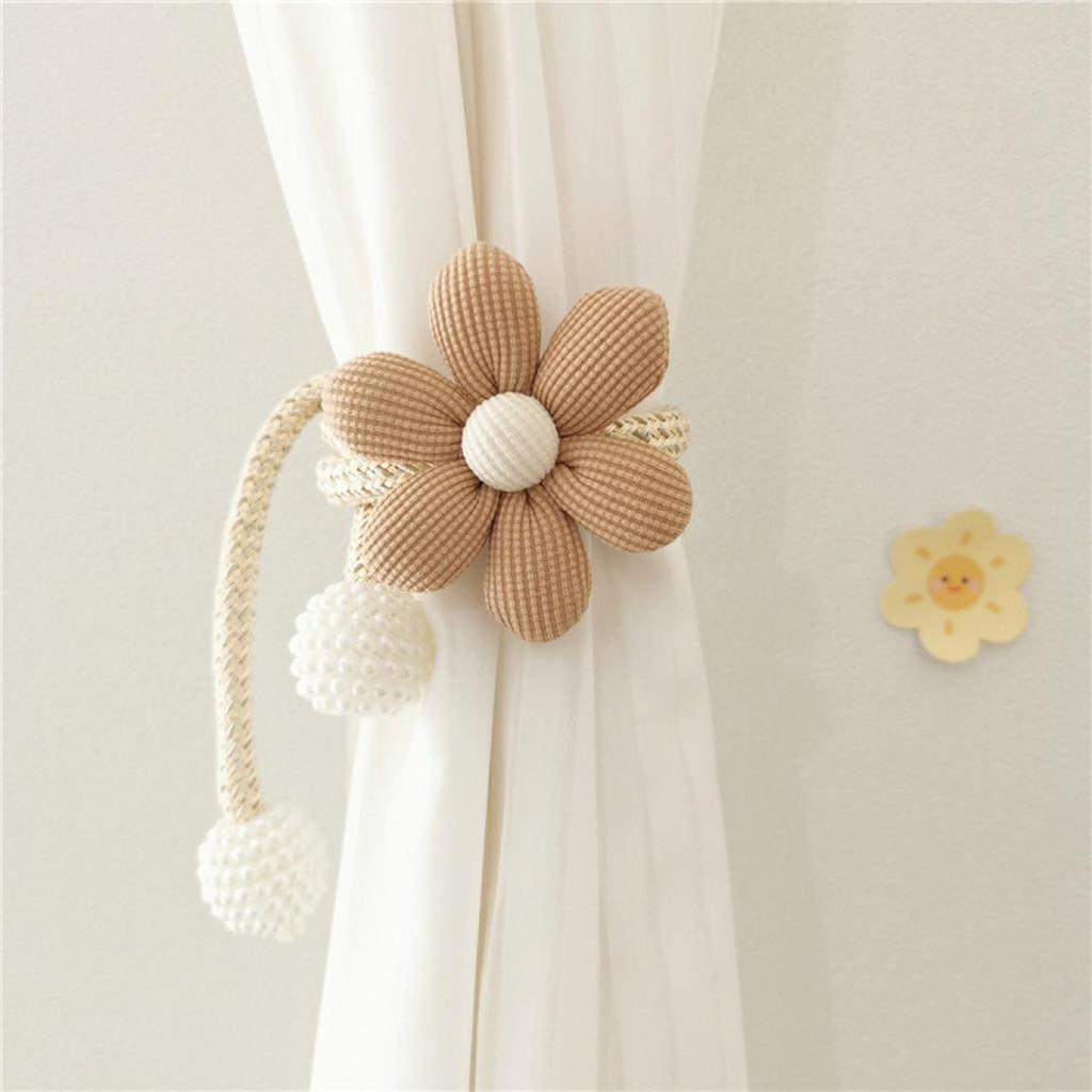 1pc Style Cute Three-dimensional Flower Pearl Buckle Curtain Strap Children's Room Decoration Curtain Clips Home Curtain Strap