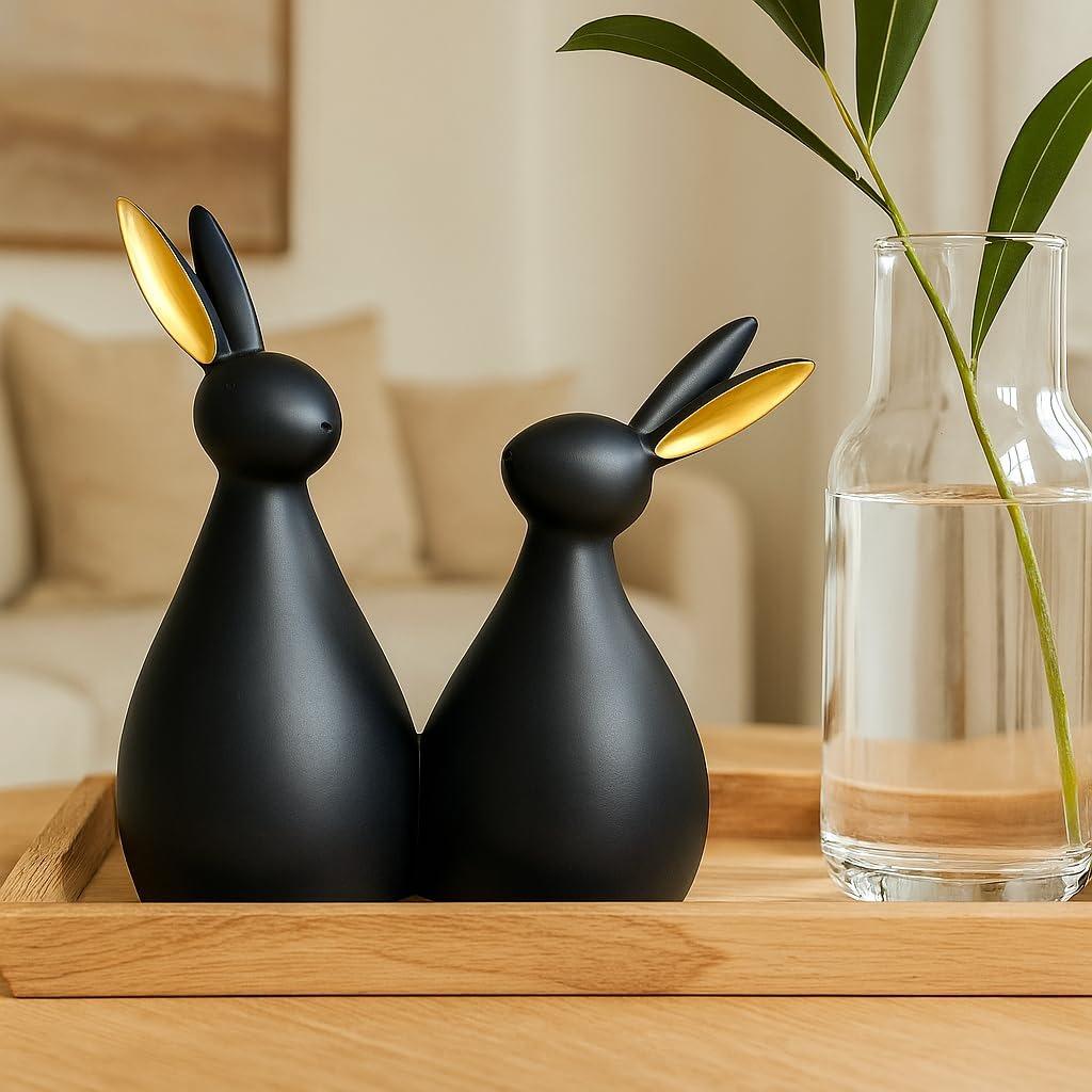 

Resin Rabbit Figurines for Home Decoration | Hand Crafted and Made by Indian Artisans (Pack of 1, Black) Onesize чорний