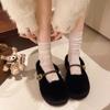 Mao Mao Shoes Increase In Height Inside and Wear Warm Shallow Mouth Single Shoes 2025 Women's One-word Buckle Versatile Gentle Mary Jane Mao Mao Shoes