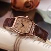 Lässige Rechteck Zeiger Quarz Uhr Rom Mode Analog Retro PU Leder Armbanduhr Für Frauen Mädchen