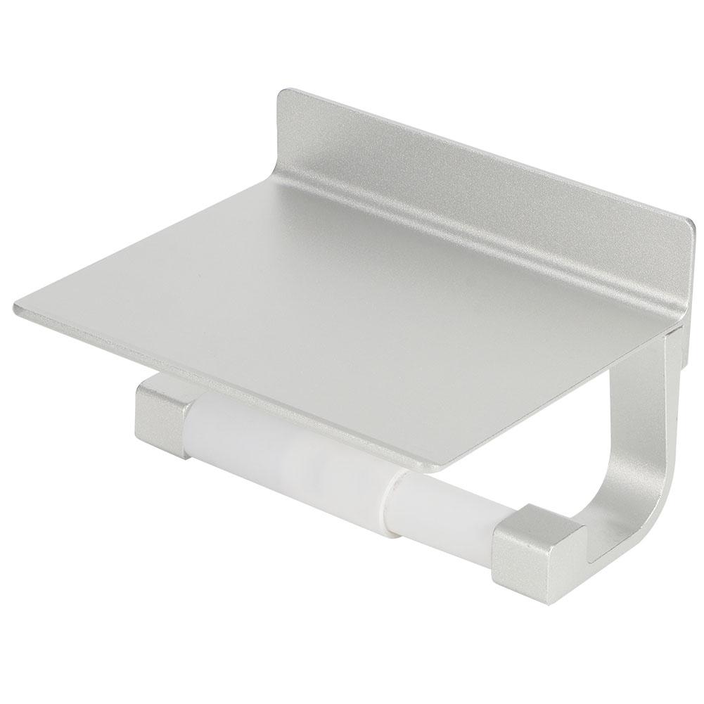 Space Aluminum Wall‑Mounted Roll Paper Rack Toilet Paper Holder with Phone Storage Shelf