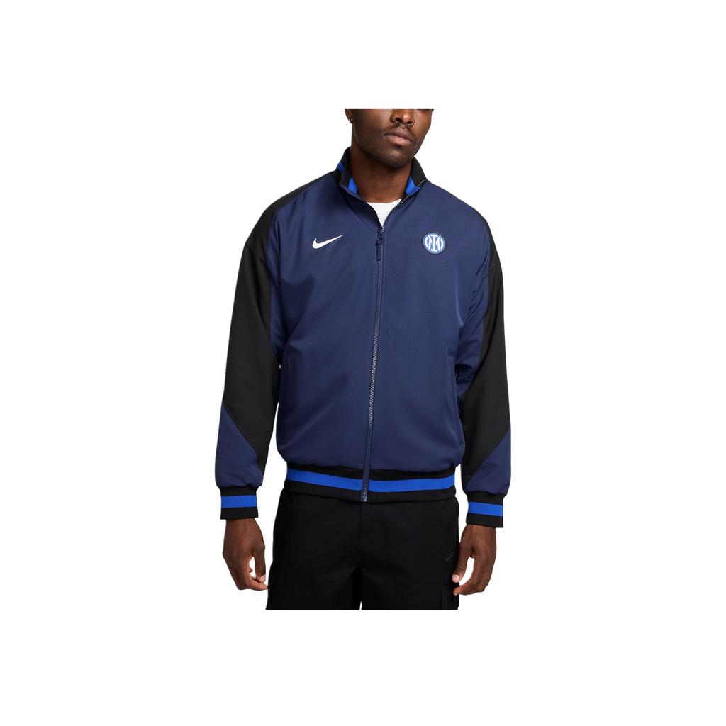 Nike Dri-Fit Inter Milan Football Anthem Retro Sports Stand Collar Loose Sweat-Absorbing Versatile Long Sleeve Jacket Men Jackets Navy-Blue FN9797-410