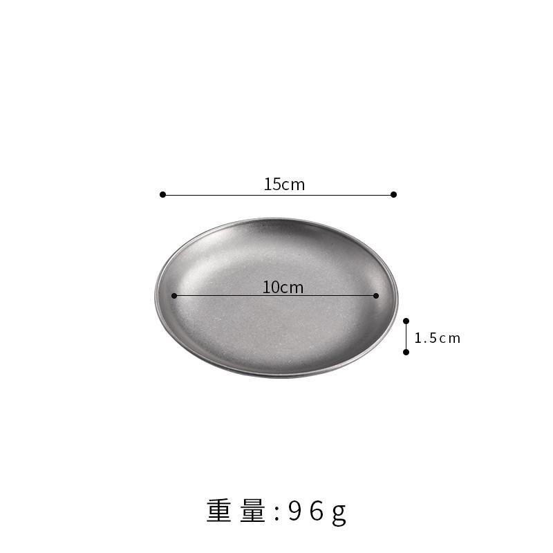 Korean version of stainless steel plate coffee shop tray flat bottom shallow plate barbecue plate bone plate retro tableware